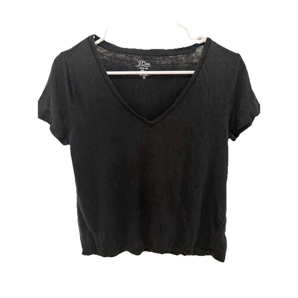 J.CREW Linen Tee V Neck Short Sleeve Black T-shirt Woman’s medium capsule preppy